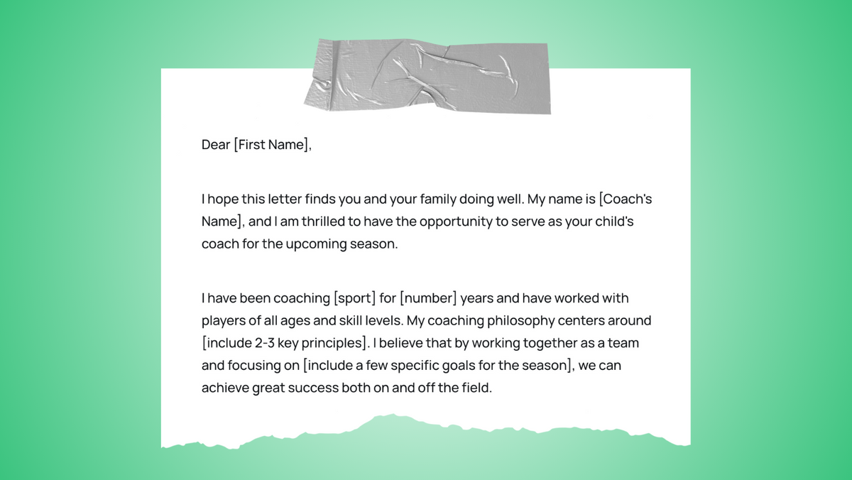 Sample Coach Introduction Letter to Parents